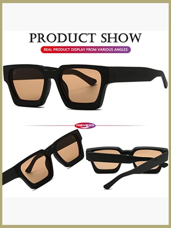 Square Thick Frame Sunglasses Unisex Retro Shades Designer Style